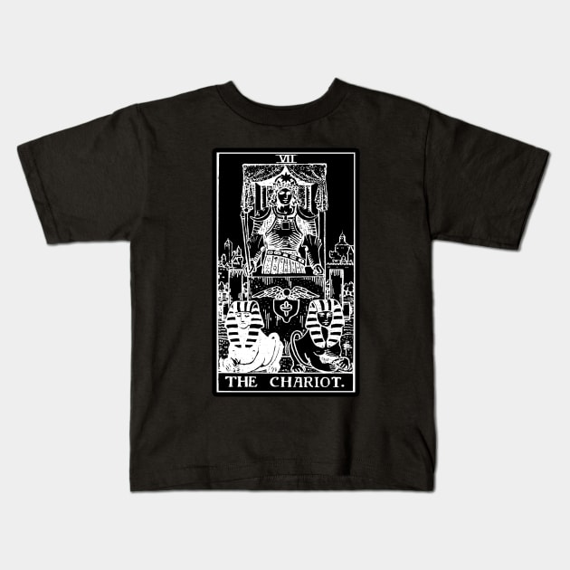 VII. The Chariot Tarot Card | Obsidian and Pearl Kids T-Shirt by wildtribe